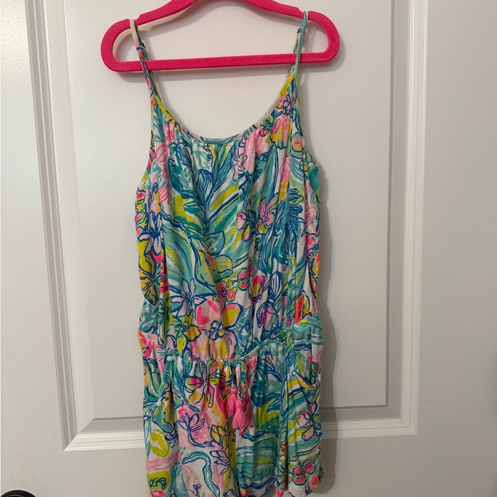 Lilly Pulitzer Kids Romper - Pink, Blue, Yellow Floral size large 8/10